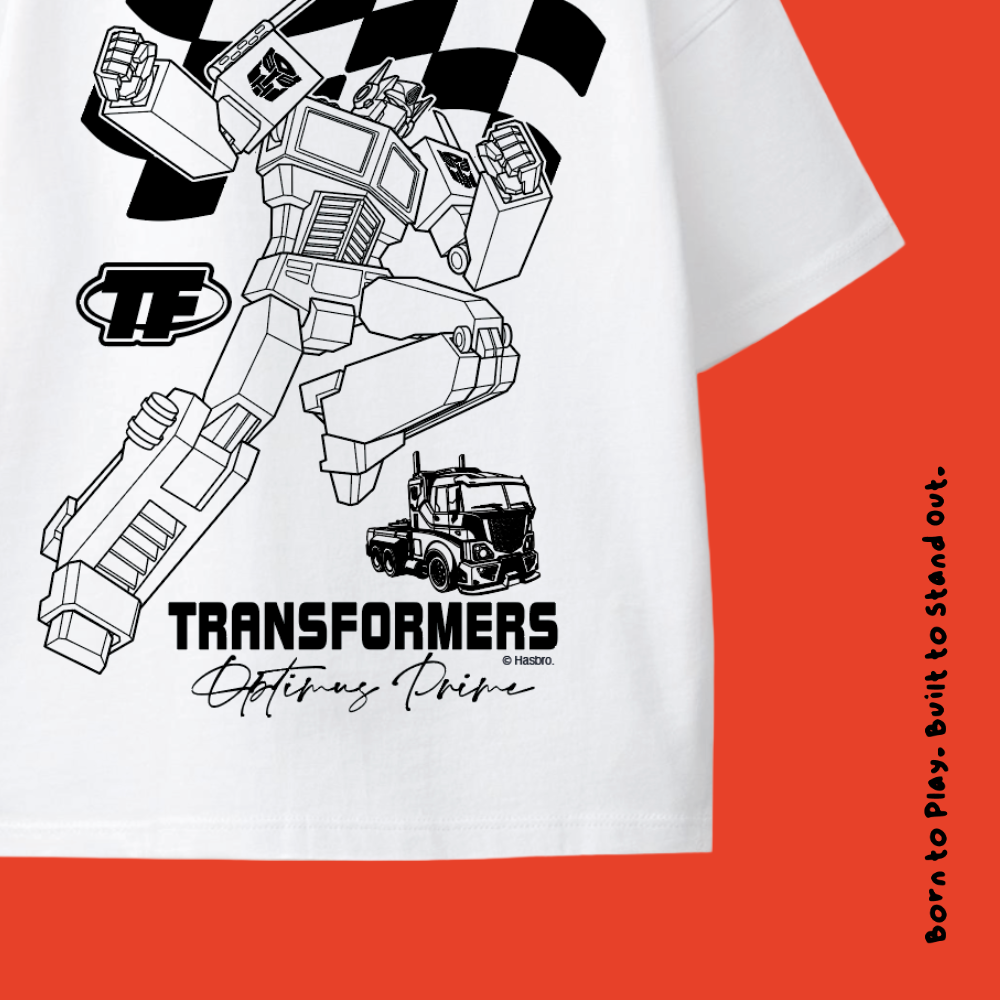 Hasbro Transformers Optimus Prime Boys White T-Shirt